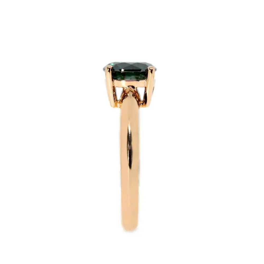 Round Forest Green Moissanite Solitaire in 4 Prong Setting Ring in 18K gold - LeCaine Gems