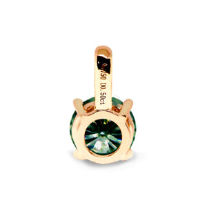 Round Forest Green Moissanite Solitaire Pendant in 18K gold - LeCaine Gems