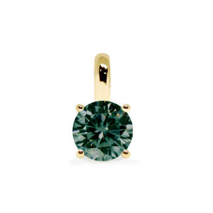 Round Forest Green Moissanite Solitaire Pendant in 18K gold - LeCaine Gems