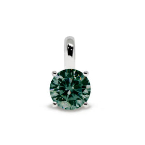 Round Forest Green Moissanite Solitaire Pendant in 18K gold - LeCaine Gems