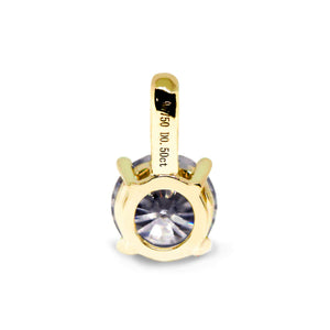 Round Grey Moissanite Solitaire in Basket Setting Necklace in 18K gold - LeCaine Gems