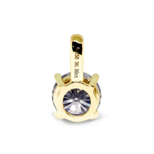 Round Grey Moissanite Solitaire in Basket Setting Necklace in 18K gold - LeCaine Gems