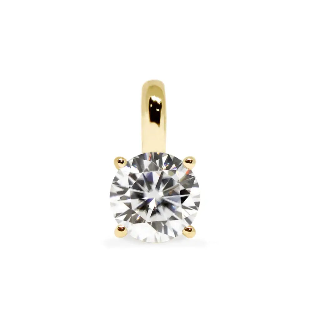 Round Grey Moissanite Solitaire Pendant in 18K gold - LeCaine Gems