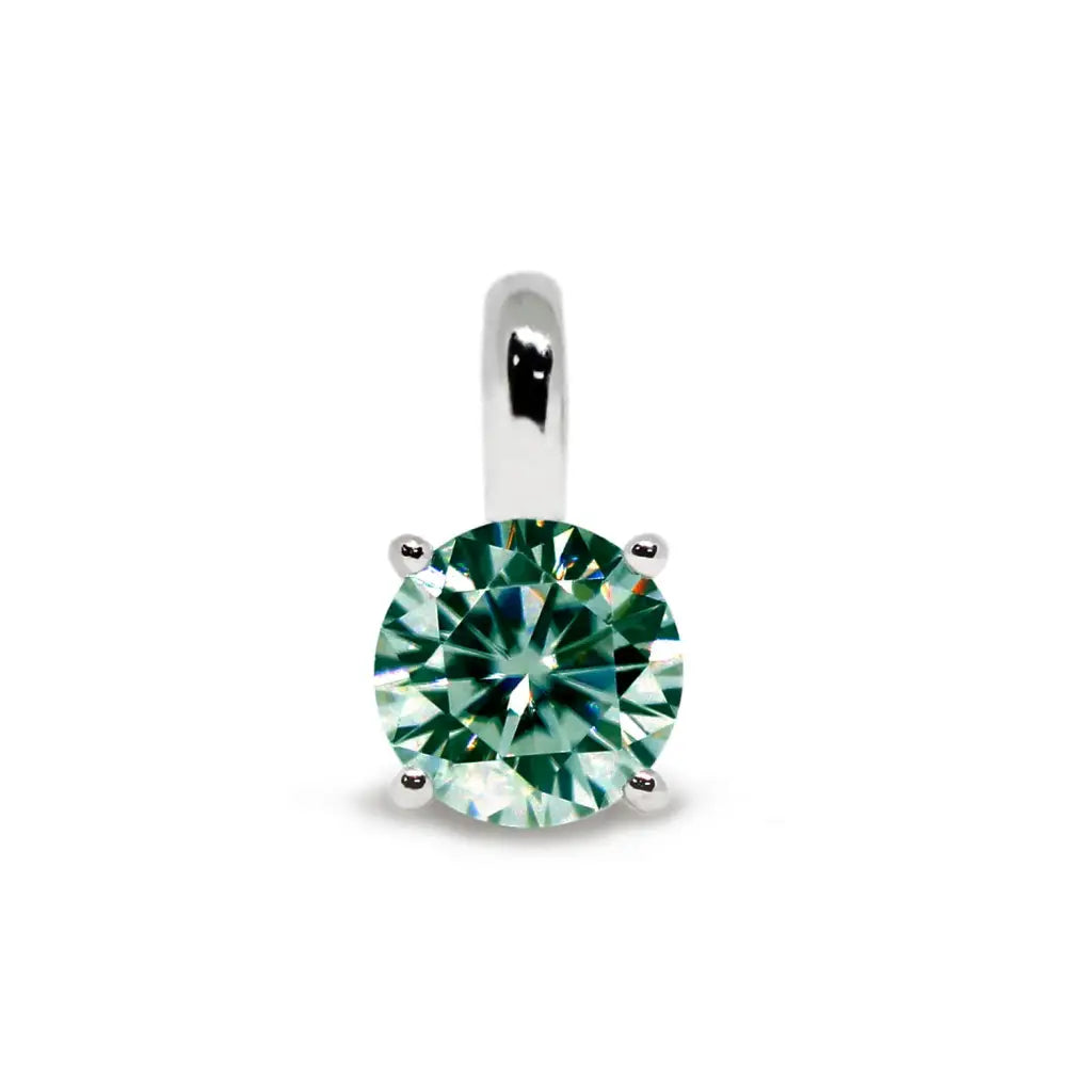 Round Light Green Moissanite Solitaire Pendant in 18K gold - LeCaine Gems