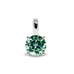 Round Light Green Moissanite Solitaire Pendant in 18K gold - LeCaine Gems