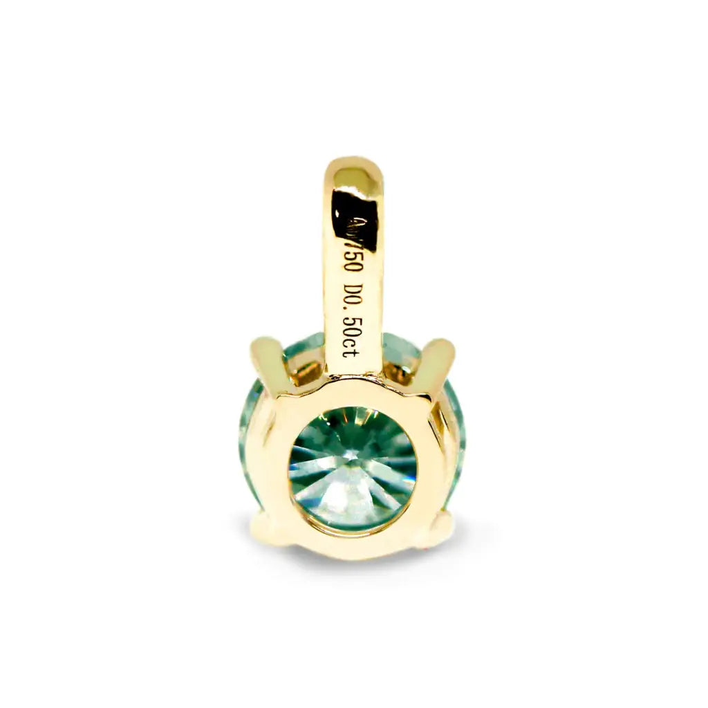 Round Light Green Moissanite Solitaire Pendant in 18K gold - LeCaine Gems