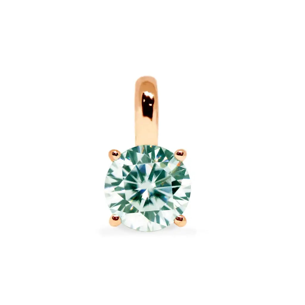 Round Mint Green Moissanite Pendant in 18K gold - LeCaine Gems