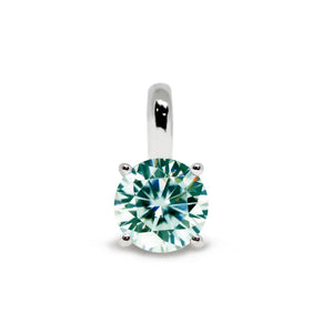 Round Mint Green Moissanite Pendant in 18K gold - LeCaine Gems