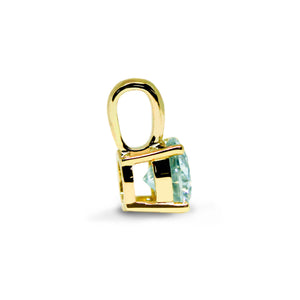 Round Mint Green Moissanite Pendant in 18K gold - LeCaine Gems