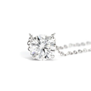 Round Moissanite Solitaire 18K Gold Necklace - LeCaine Gems