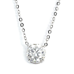 Round Moissanite Solitaire 18K Gold Necklace - LeCaine Gems