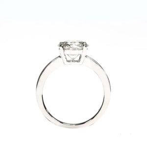 Round Moissanite Solitaire in 4 Prong Setting with Flat Band Ring in 18K White gold - LeCaine Gems