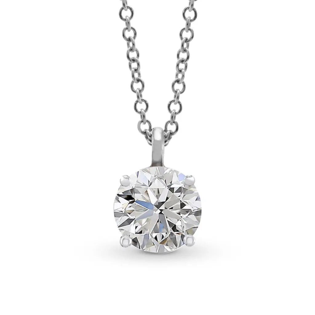 Round Moissanite Solitaire in Basket Setting Pendant in 18K gold - LeCaine Gems