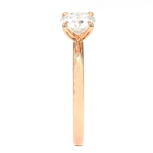 Round Moissanite Solitaire with Plain Band Ring in 18K Rose gold - LeCaine Gems