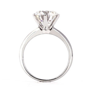 Round Moissanite Solitaire with Plain Band Ring in 18K White gold - LeCaine Gems