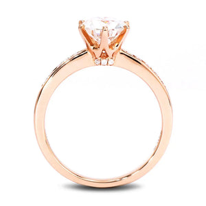 Rowan Round Moissanite with Channel Set Accents Ring in 18K gold - LeCaine Gems