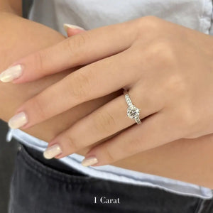 Rowan Round Moissanite with Channel Set Accents Ring - LeCaine Gems