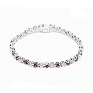 Rubetta Lab Grown Diamonds with Lab Grown Rubies Tennis Bracelet in 18K Gold - LeCaine Gems