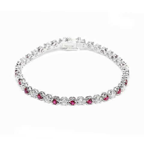 Rubetta Lab Grown Diamond Tennis Bracelet With Rubies