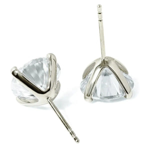 Saki Round Moissanite Solitaire in 4 Prong Setting Stud Earrings in 14K White gold - LeCaine Gems