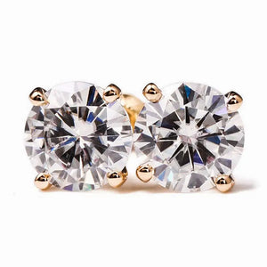 Saki Round Moissanite Solitaire in 4 Prong Setting Stud Earrings in 18K Rose gold - LeCaine Gems