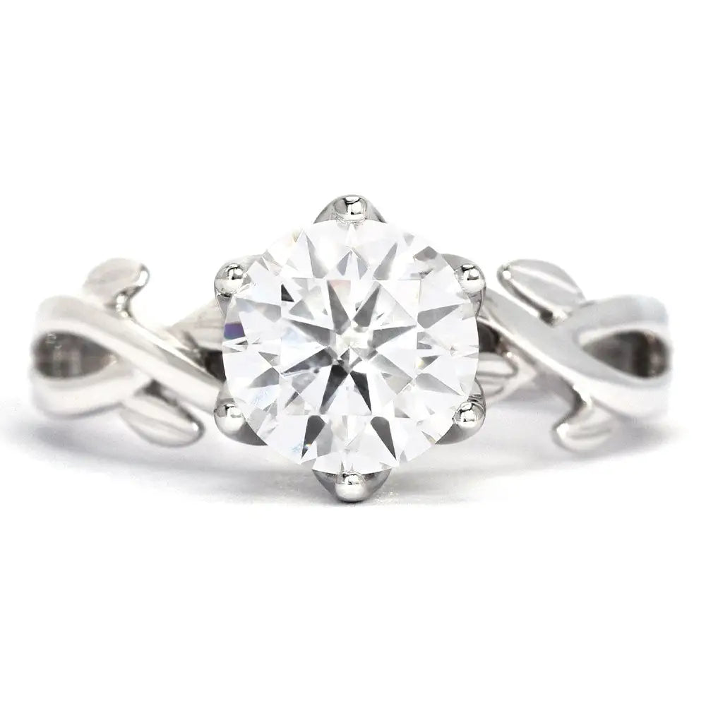 Sally Round Moissanite Ring in 18K Gold - LeCaine Gems