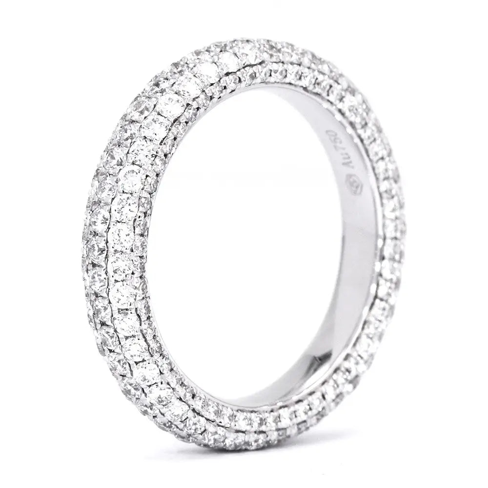 Sarah Moissanite Micro Pave and Accented Wedding Rings in 18K gold - LeCaine Gems