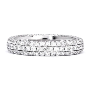 Sarah Moissanite Micro Pave and Accented Wedding Rings in 18K gold - LeCaine Gems