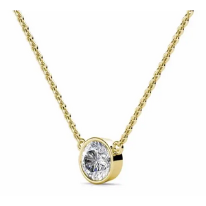 Saya Round Moissanite Solitaire in Bezel Setting Necklace in 18K gold - LeCaine Gems