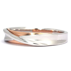 Serena Twist Design Moissanite Duo Tone Matching Wedding Rings in 18K gold - LeCaine Gems