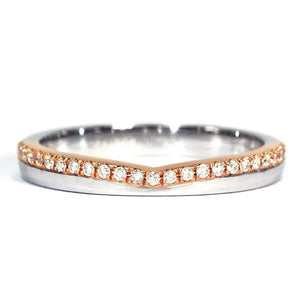 Serena Twist Design Moissanite Duo Tone Matching Wedding Rings in 18K gold - LeCaine Gems
