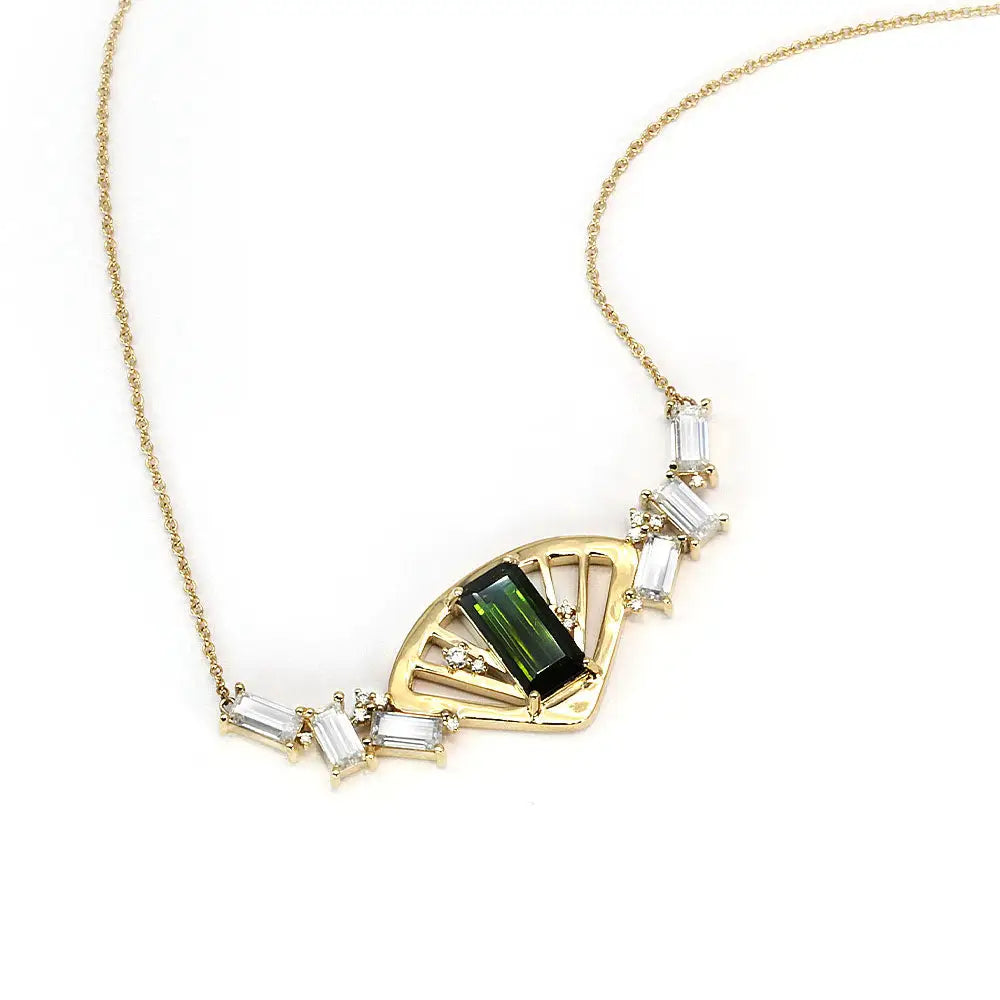 扇 Fan Tourmaline Necklace in 18K Gold