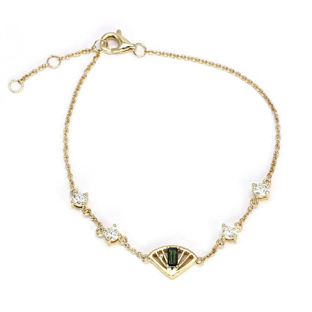 扇 Fan Tourmaline Si Dian Jin in 18K Gold