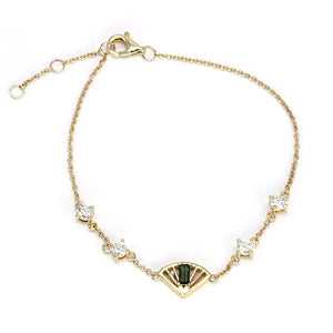 扇 Fan Tourmaline Si Dian Jin in 18K Gold