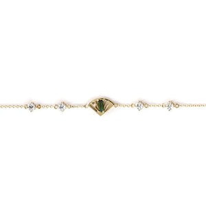 扇 Fan Tourmaline Si Dian Jin in 18K Gold