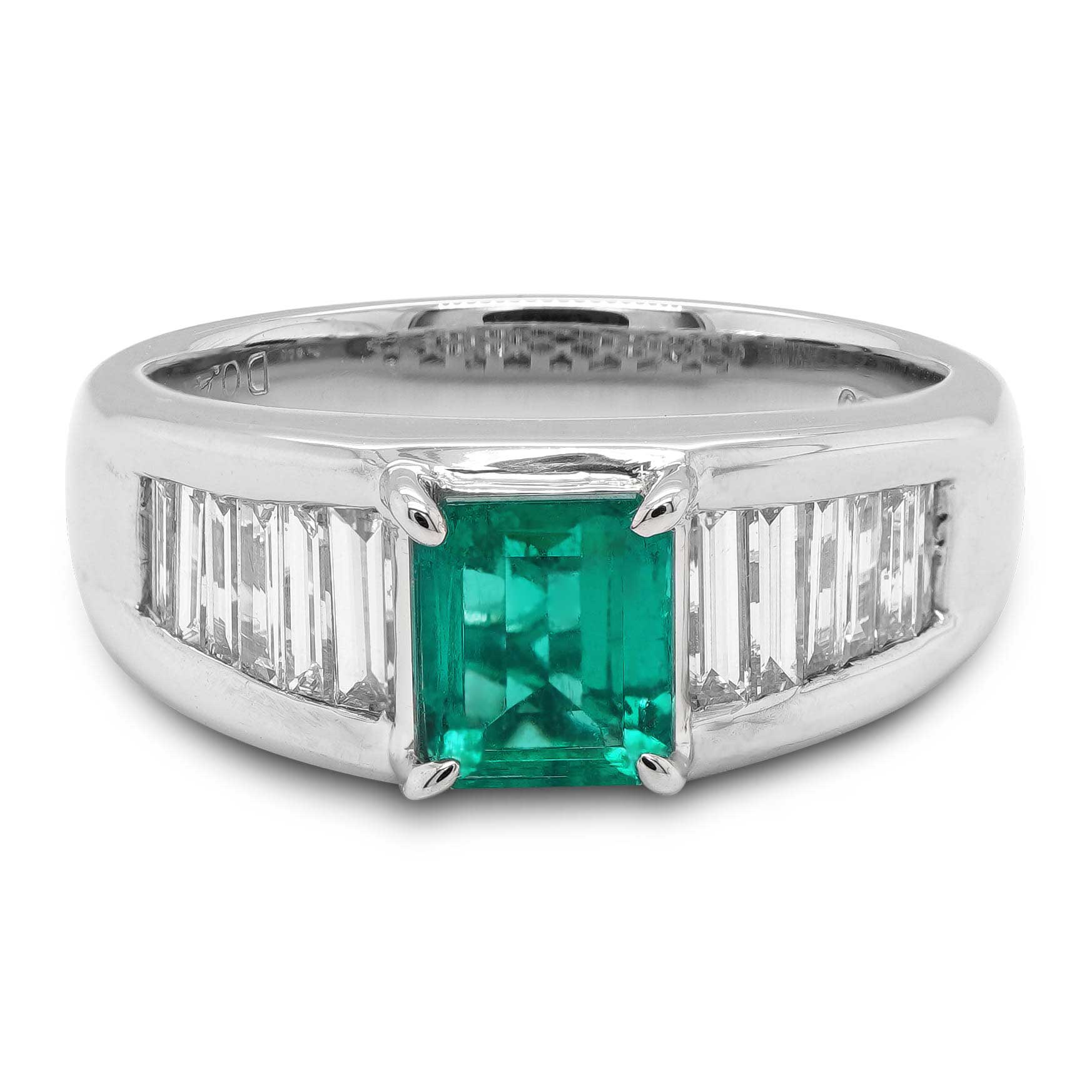 Shinrinyoku Natural Emerald and Diamonds in Platinum - LeCaine Gems