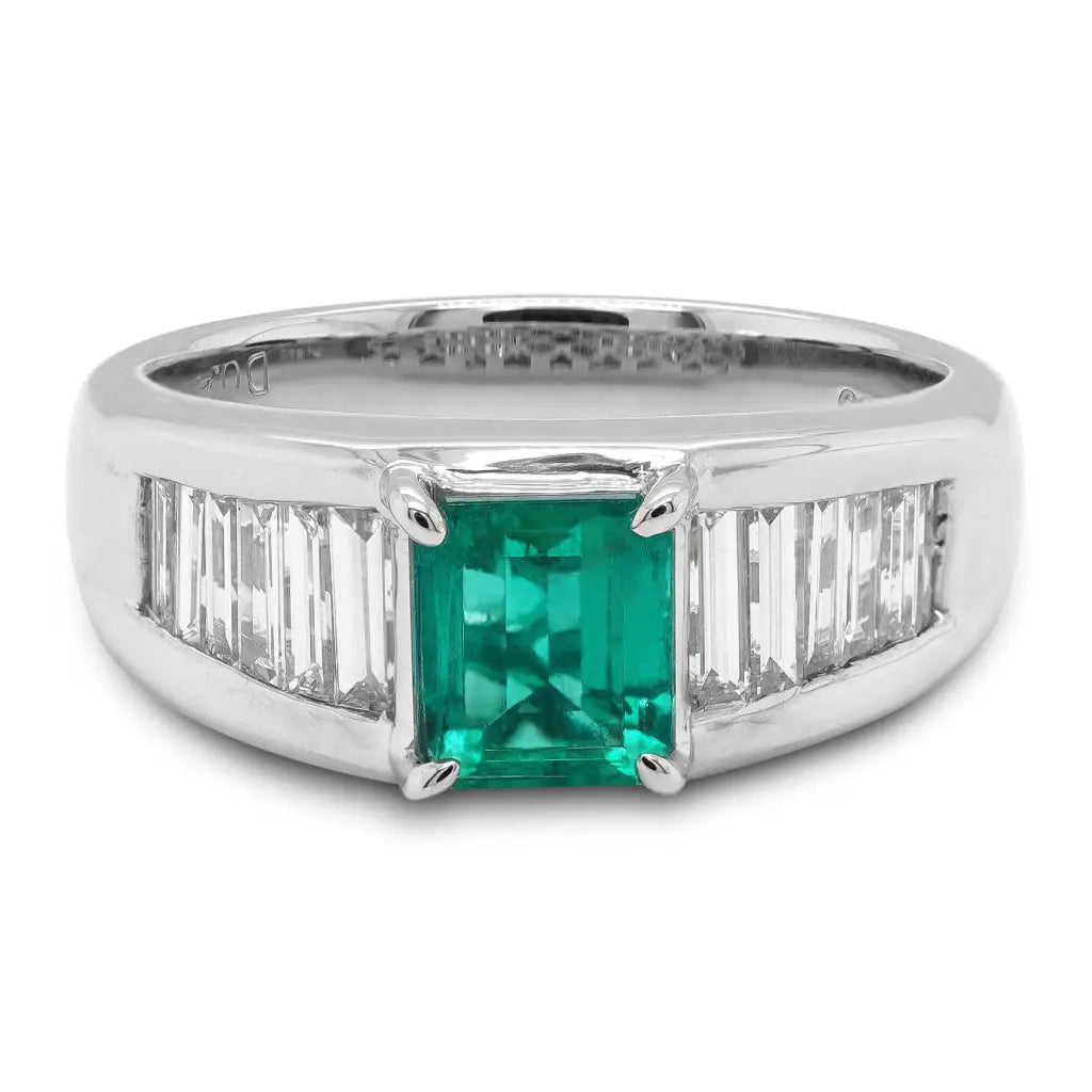 Shinrinyoku Natural Emerald and Diamonds in Platinum - LeCaine Gems