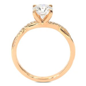 Sinta Round Moissanite with Twist Band Ring in 18K gold - LeCaine Gems