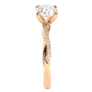 Sinta Round Moissanite with Twist Band Ring in 18K gold - LeCaine Gems