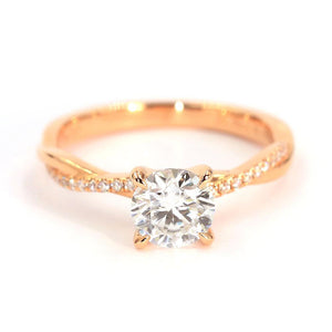 Sinta Round Moissanite with Twist Band Ring in 18K gold - LeCaine Gems