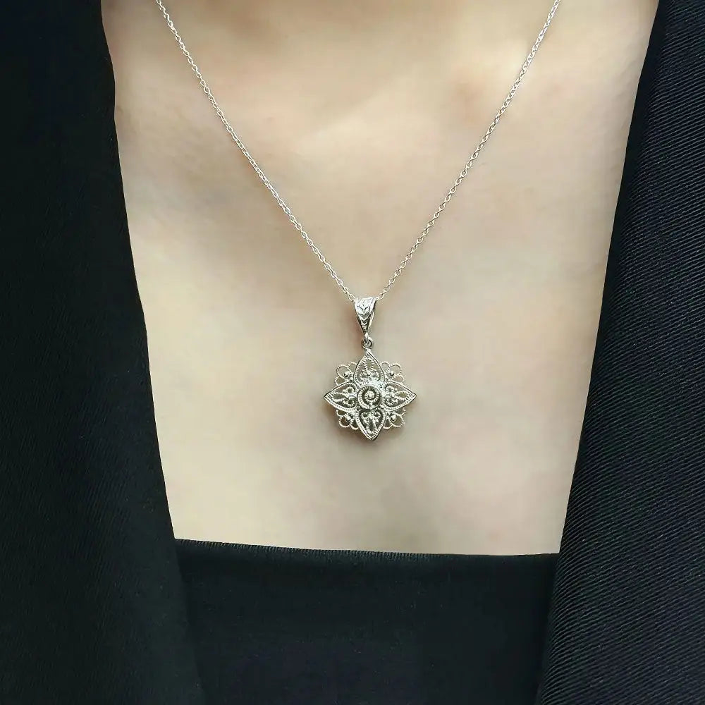Southern Florence Gate Flower Necklace Sterling Silver - LeCaine Gems