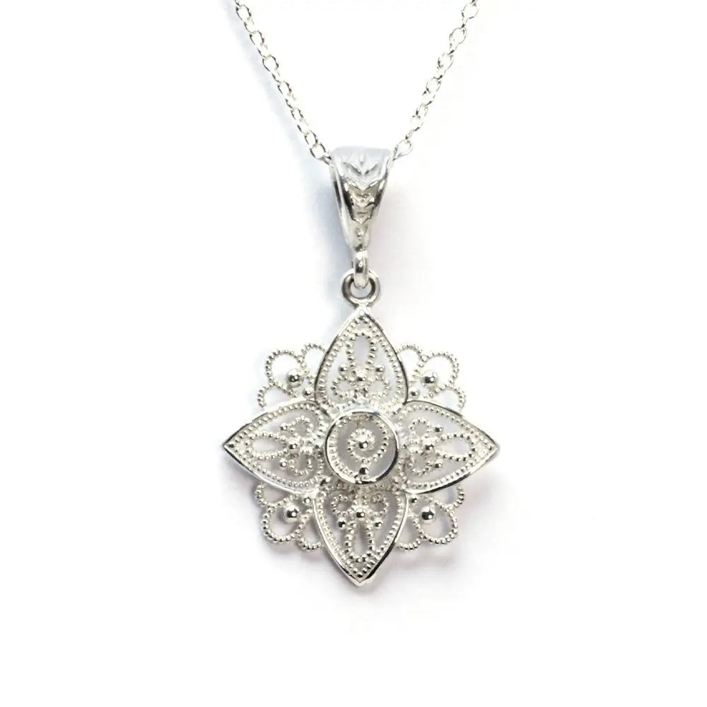 Southern Florence Gate Flower Necklace Sterling Silver - LeCaine Gems