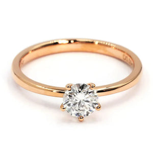 Steria Round Moissanite in 5 Point setting Solitaire Ring in 18K Gold - LeCaine Gems