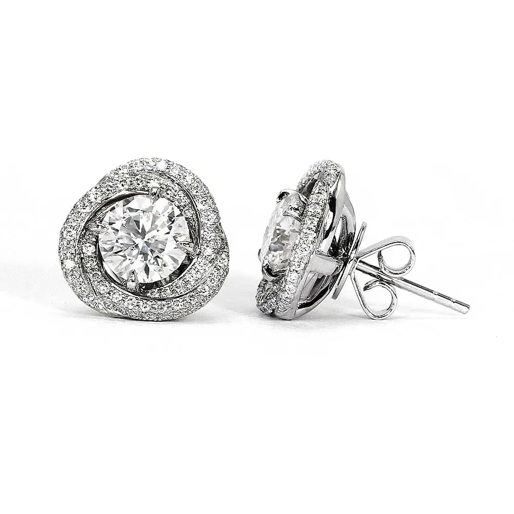 Stud Earrings with Moissanite Triple Halo Jackets - LeCaine Gems