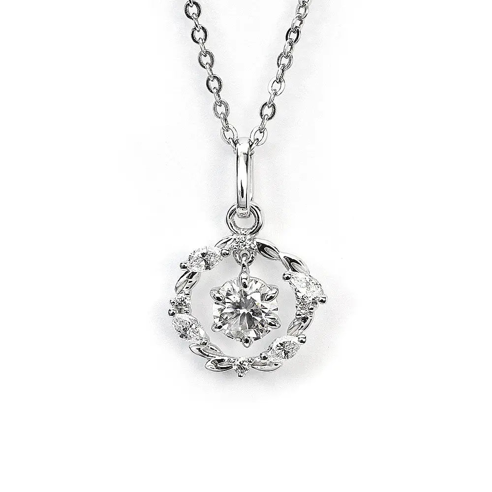 The Chloe Collection Halo Pendant with Moissanite and Lab Grown Diamonds in 18K Gold - LeCaine Gems