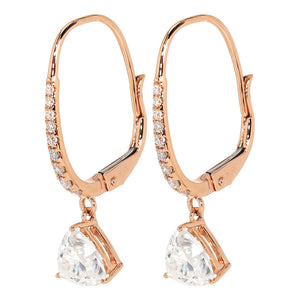 Thelma Trilliant Moissanite with Pave Hoop Earrings in 18K Gold - LeCaine Gems