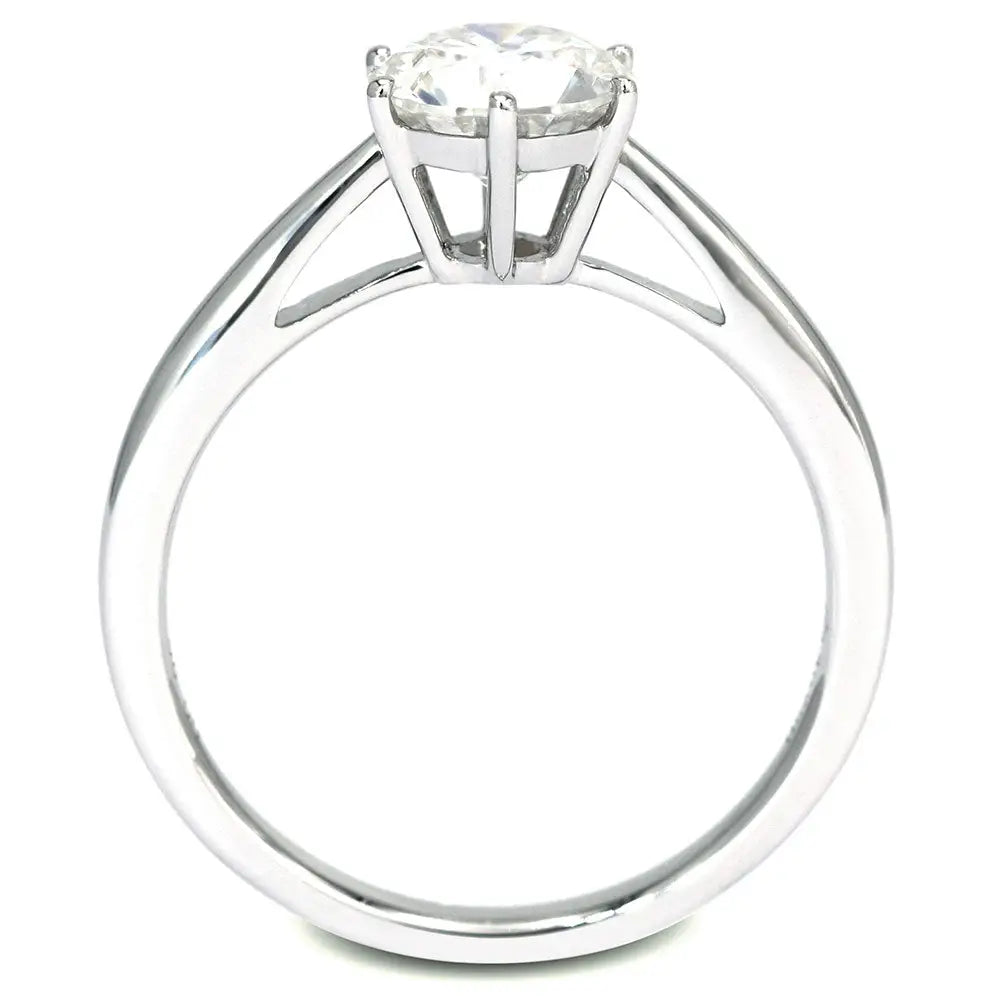 Tonya Round Moissanite Solitaire with 6 Prong Cathedral Setting Ring in 18K gold - LeCaine Gems