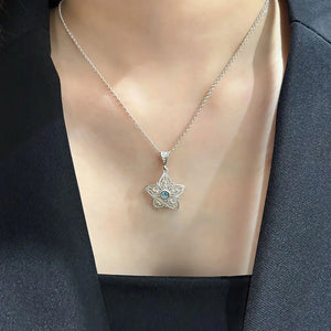 Topaz Ornate Star Necklace Sterling Silver (PAX13)