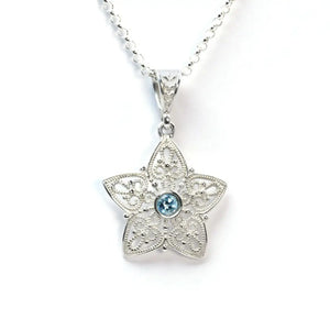 Topaz Ornate Star Necklace Sterling Silver (PAX13)