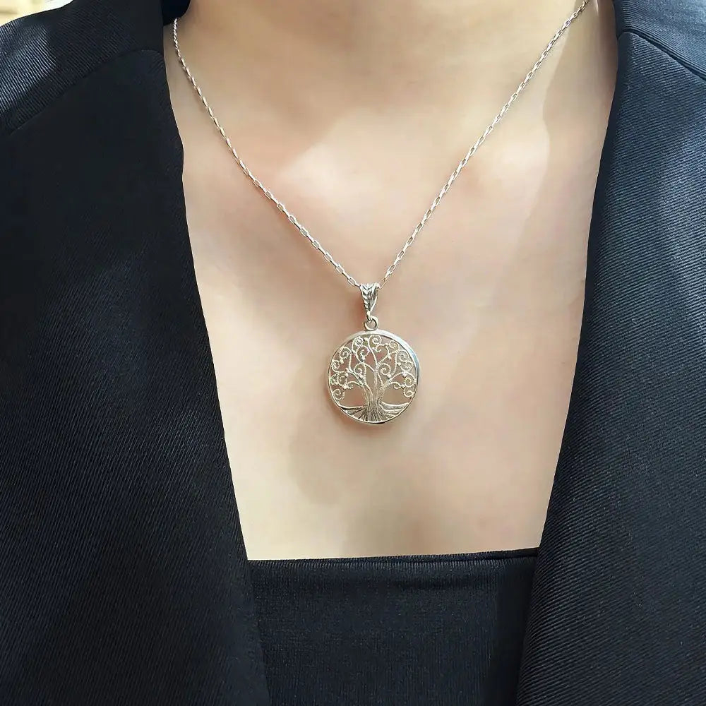Tree of Life Medallion Necklace Sterling Silver (PAX25)